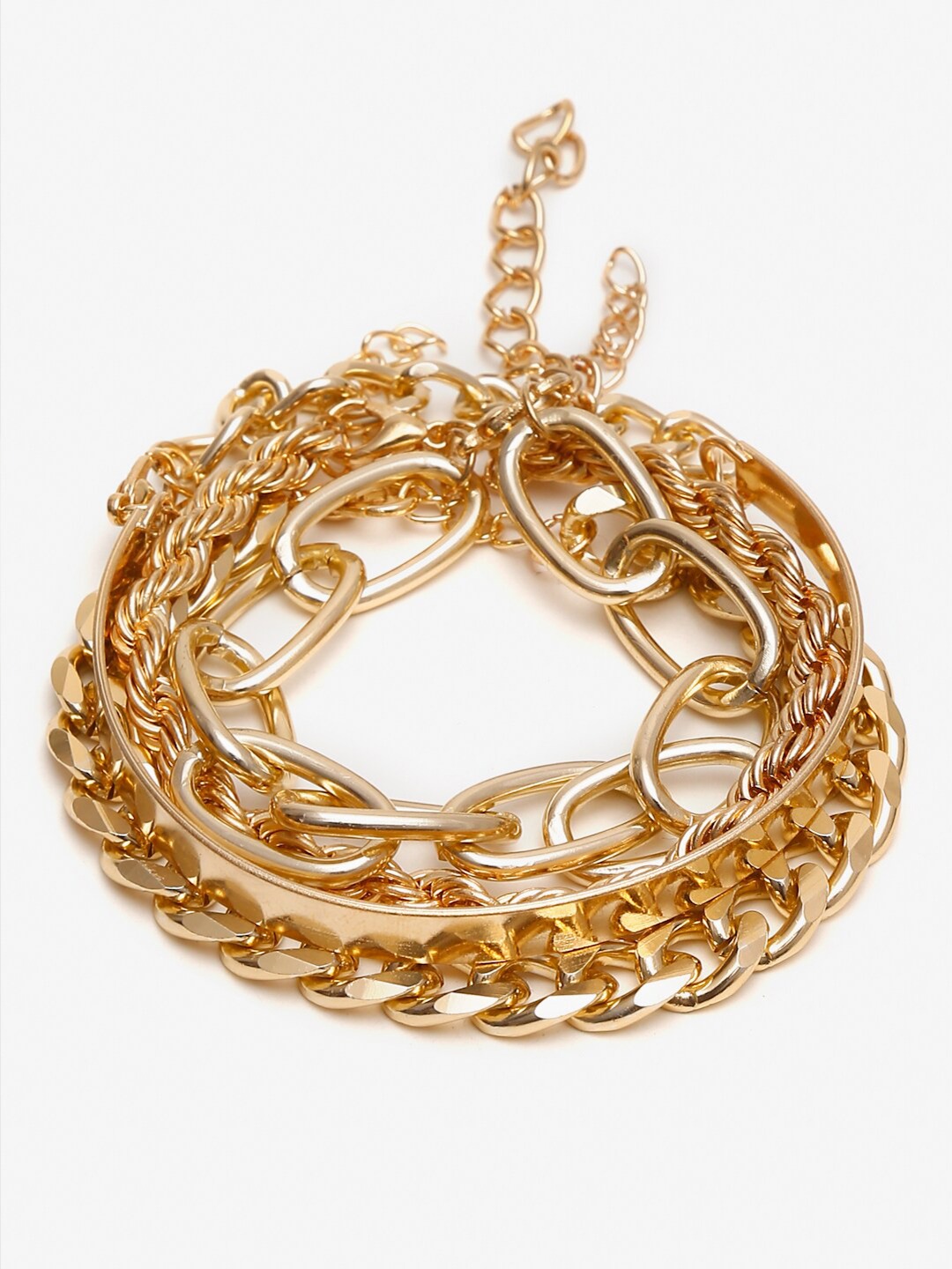 Women Set Of 4 Gold-Toned Gold-Plated Charm Bracelet